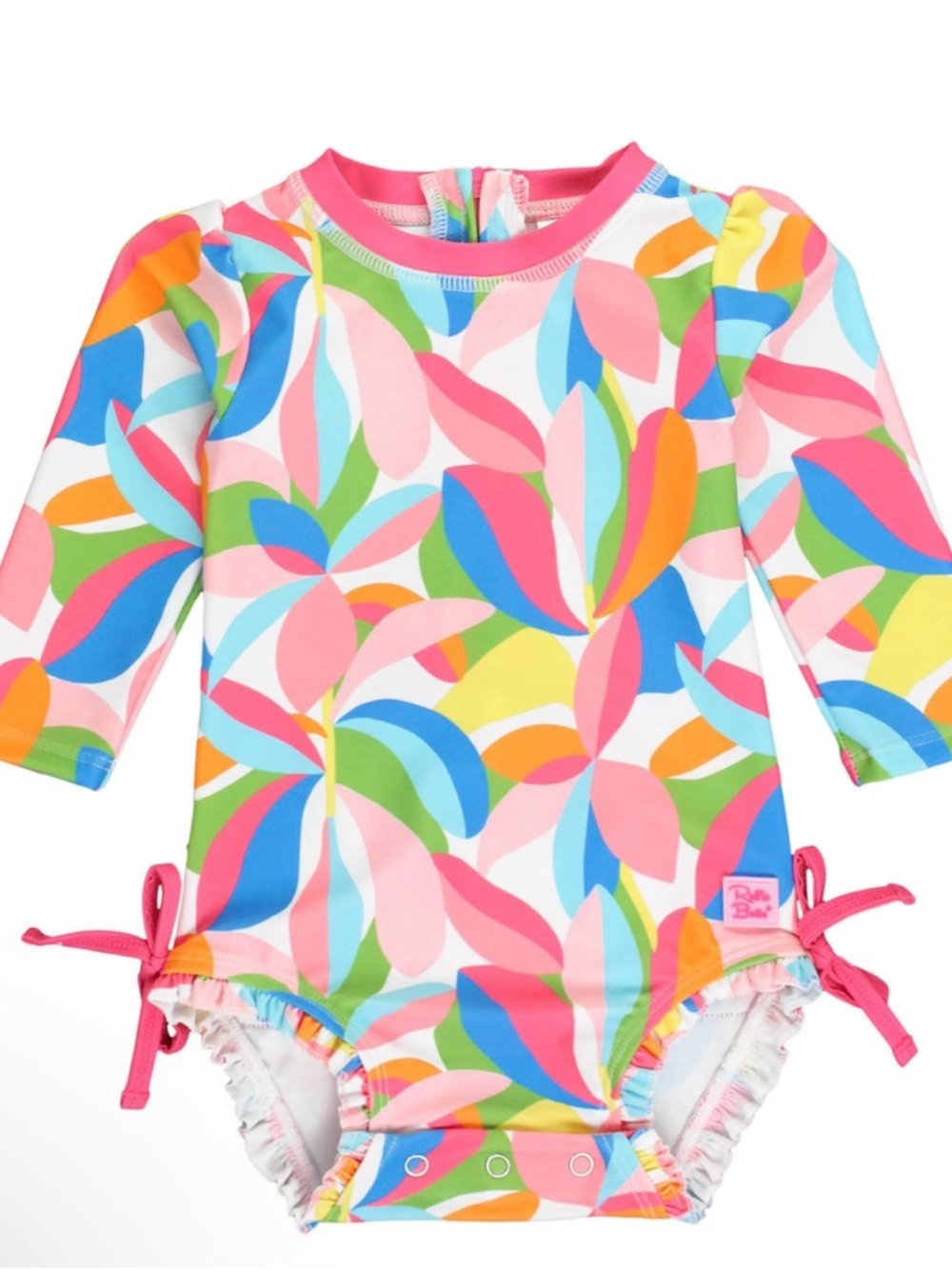 RuffleButts + RuggedButts - Baby Girls Tropical Long Sleeve One Piece Rash Guard